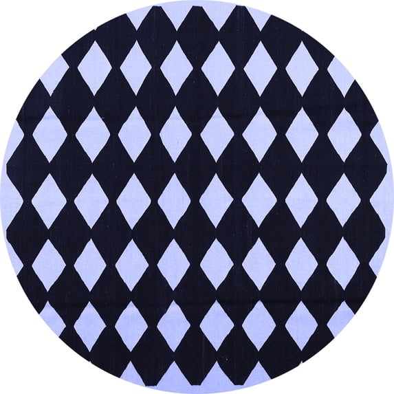 Ahgly Company Indoor Round Abstract Blue Contemporary Area Rugs, 7' Round