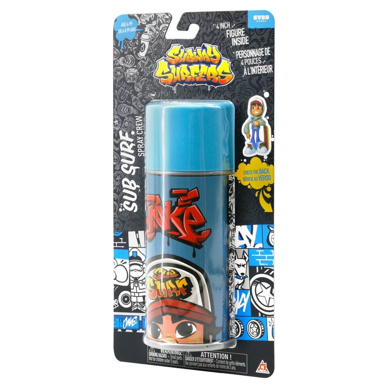 Subway Surfers Spray Crew Jake Blue Can With 4 inch Figure Inside