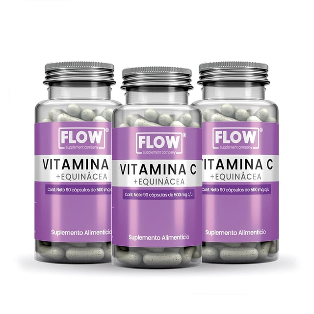 Suplemento FLOW - 3 PACK de Vitamina C-Equinácea con 90 capsulas de 500mg
