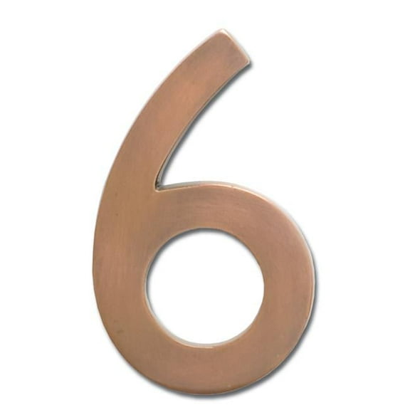 3582AC Number 6 Solid Cast Brass 4 inch Floating House Number Antique Copper ''6''