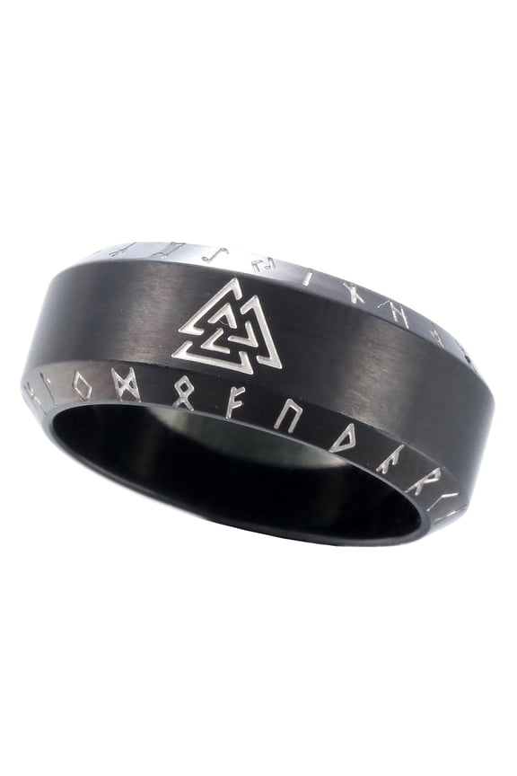 Viking Ring Nordic Valknut Jewelry Black Futhark Norse Odin Rings (7)