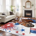 thumbnail image 3 of Independence Day Washable Living Room Rugs 6'x9', American Flag Abstract Horse Firework Red Star Low Pile Throw Large Area Rug Non-Slip Sturdy Edge Binding Carpet for Dining Room Kitchen Office, 3 of 9