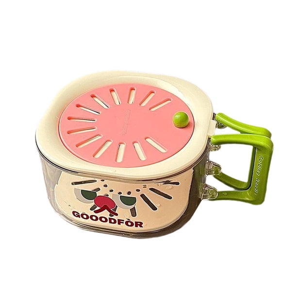 Cuenco para lavar frutas con colador y tapa, mango plegable, colador de alimentos, escurridor Rosa