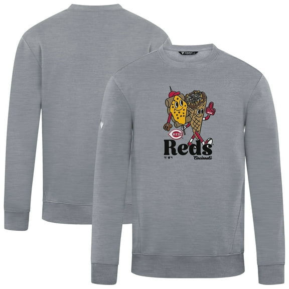 Men's-Levelwear Gray Cincinnati Reds Zane Ballpark Food Pullover Sweatshirt