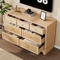 thumbnail image 2 of EastVita 7 Drawer Dresser for Bedroom 473 in Wide Wood Chest of Drawers with Natural Rattan Drawers Drawer Organizer with Sturdy Base for Living Room Entryway and Hallway, 2 of 7