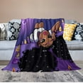 thumbnail image 6 of Kids African American Black Girl Flannel Blankets, Black Girl Magic Purple Background Throw Bed Blanket for Sofa Chair Bed Soft Blanket for Girls 50"x60", 6 of 6