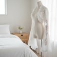 thumbnail image 7 of Byfri Gothic Lace Bolero Shrug, Sheer Flare Sleeve Cover-Up Top for Women, White 55x68cm, 7 of 7