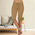 thumbnail image 2 of Women's Capri Sweat Pants Joggers Low Rise Drawstring Summer Casual Workout Cropped Pants Slim Fit Knee Length Trousers, 2 of 5