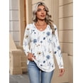thumbnail image 6 of Zeagoo Womens Tops Long Sleeve Shirts V Neck Trendy Tee Pleated Tshirts Loose Tunic Work Clothes, 6 of 7