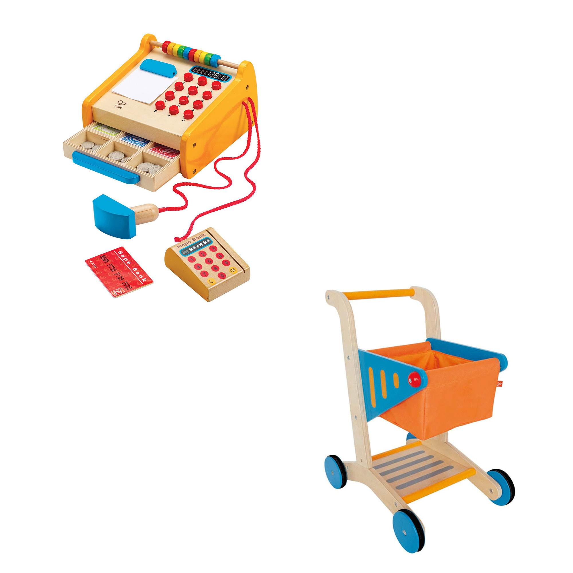 wooden kids shopping cart