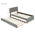thumbnail image 2 of Harper & Bright Designs Twin Size Upholstered Platform Bed with Trundle, Modern Teddy Fleece Bed Frame with LED Light, Gray, 2 of 15