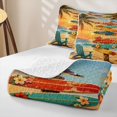 thumbnail image 4 of Castle Fairy Vintage Surfboard Sign Quilt Full,Sunset Palm Coastal Landscape Full Bedspread Sets,Orange Sand, 4 of 7