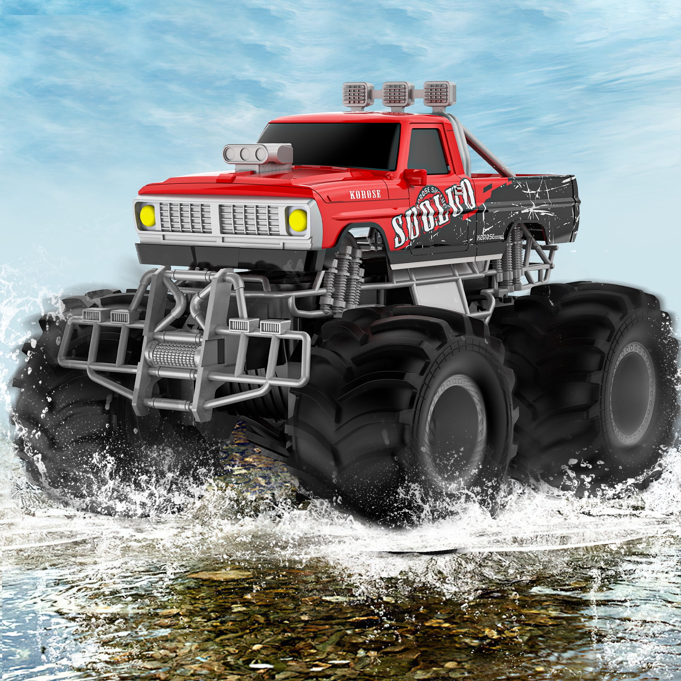 Amphibious RC Car 2.4GHz 1:16 All Terrain Waterproof Monster Truck & Boat for Kids, Perfect Christmas Gift for Boys Girls