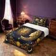 thumbnail image 3 of Homewish Mystic Sun Moon Twin Sheets, Cosmos Stars Bedding, Gold Dark Blue, 3pcs, 1 Flat Sheet, 1 Fitted Sheet and 1 Pillowcase, 3 of 6