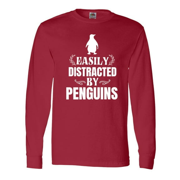 Inktastic Easily Distracted by Penguins Long Sleeve T-Shirt