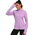thumbnail image 5 of NELEUS Womens Hooded Athletic Jackets Workout Jacket Full Zip with Thumb Holes and Pockets,Light Purple,US Size M, 5 of 8
