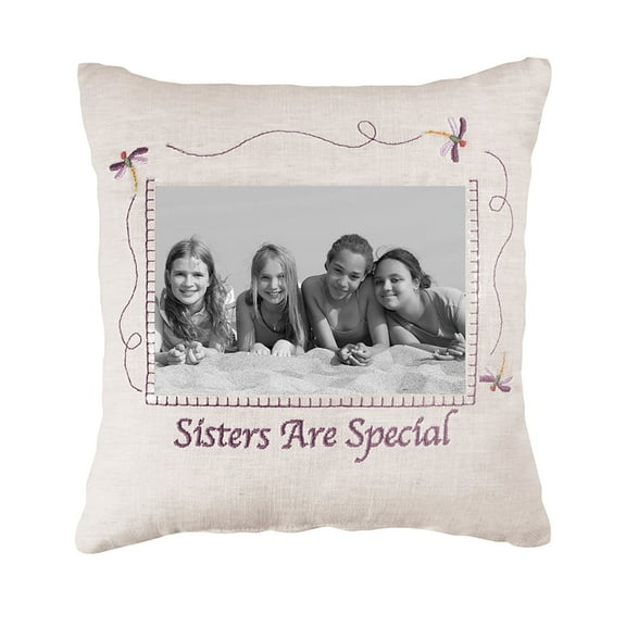 Sisters Are Special Embroidered Picture Small/Petite Accent Pillow, 10" x 10"