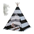 thumbnail image 5 of Yolispa Kids Teepee, Kid Play Tent with String Lights and Banner, Portable Canvas Playhouse for Indoor Outdoor,  Childrens Tent Foldable Play Tent Toys (Black & White Stripe), 5 of 10