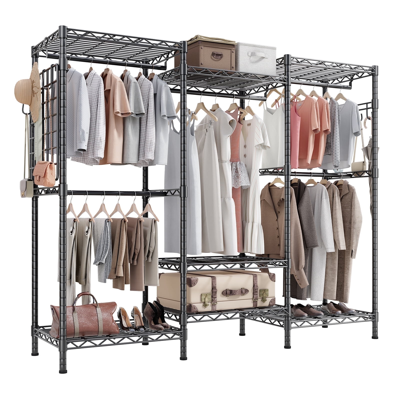 HOKEEPER Portable Closet Organizer, 1600LBS, 5 Hang Rods, 7