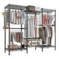 thumbnail image 6 of HOKEEPER 1600LBS 70" L x 17" W x 76" H Portable Closet Wardrobe Heavy Duty Clothes Rack, Clothing Rack with 5 Hang Rods, 7 Shelves & Hooks , Commercial Grade Adjustable Closet Garment Rack, Black, 6 of 12