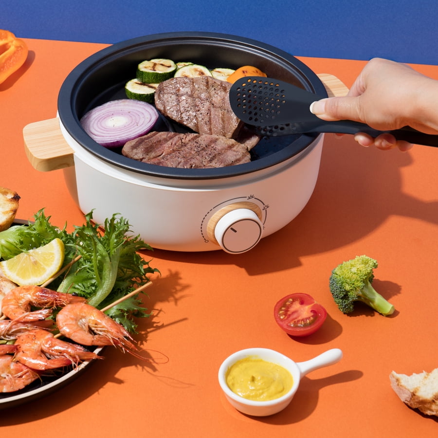 Get Aroma Stainless Steel 2 in 1 Hot Pot with Glass Lid, White 2.5
