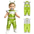 thumbnail image 7 of vastwit 2-Pieces Baby Alien Outfit Toddler Boys Girls Metallic Jumpsuit with Antenna Headband Fluorescent Green 6-12M, 7 of 7