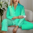 thumbnail image 6 of Daiia blue green colors for Women's Long-Sleeved Pajama Set – Soft & Comfortable Sleepwear Button-Up Pajamas Cozy Lounge Wear-XX-Large, 6 of 7