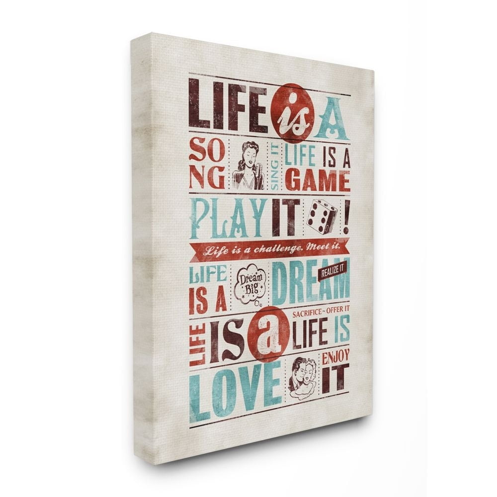 Stupell Industries Life Is A Song Inspirational Comic Book Word Design Canvas Wall Art by Ester Kay