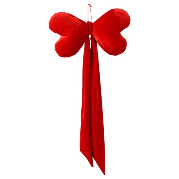 Heart-Shaped Velvet Knot Decoration Large Velvet Heart Bow Pendant Valentine's Day Decorative Hanging Ornament for Mantel Wall or Gift(1Pcs) Rkxzt