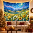thumbnail image 3 of Layered Sunflower Meadow Beneath Swirling Sky, Serene Illustration for Nature Lovers, Wildflower Landscape Art, Housewarming Gift, Tapestry Wall Hanging for Bedroom and Dorm, 3 of 7