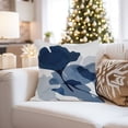 thumbnail image 4 of Ethan Taylor Botanical Throw Pillow Soft Cushion Cover 'Blue Botanicals II Leaves' Modern Pattern Decorative Square Accent Pillow Case, 16x16 Inches, Blue, White, 4 of 5