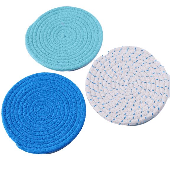 ACDANC 3 Pcs Pot Holders,Cotton Rope Weaving Hot Pads,Lock Stitching Table Mat,7"