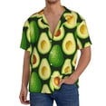 thumbnail image 7 of Lsque Avocado print Men's Cuban Collar Short Sleeve Shirt Summer Beachwear Casual Button Down Fashionable Vacation Leisure Shirt-Small, 7 of 7