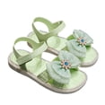 thumbnail image 2 of HGIEYS Toddler Girls Pearl Bear Bow Princess Sandals Open Toe Soft Flat Soled Sandals Summer Fashion Shoes 4-5 Years, 2 of 5