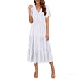 thumbnail image 2 of ClodeEU Women's V Neck Short Sleeve Tiered Midi Dress,Casual Flowy A-Line Sundress White,Women's Plus XL, 2 of 7