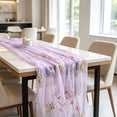 thumbnail image 2 of Dongrere Floral Table Runner Embroidery Tulle Spring Floral Table Runner Transparent Long Table Scarf for Wedding Shower Dining Table Party Mantel Decor, 27.5x71 Inch, Purple, 2 of 6