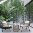 thumbnail image 2 of 3-Piece Patio Conversation Bistro Set, Outdoor All-Weather Wicker Furniture for Porch, Backyard with 2 Wide Ergonomic Chairs, Cushions, Glass Top Table, Outdoor Chair Set for Poolside, Tan, Q17619, 2 of 13