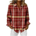 thumbnail image 2 of Horkkom Womens Flannel Shirts Long Sleeve Plaid Print Button Down Shirts Casual Loose Flannel Shirt Women L, 2 of 9