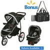 Graco FastAction Fold Jogger Click Connect Travel System, Gotham with Bonus Graco Duffle Diaper Bag