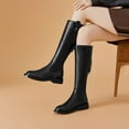 thumbnail image 2 of YDN Women Basic Round Toe Flats Knee High Boots Back Zipper low Heel Riding Boots Warm Comfy Outfit Winter Shoes Size 11 Black, 2 of 4