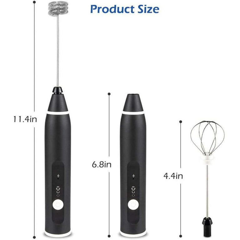  Philorn Milk Frother Handheld Rechargeable Coffee Frother -  Frother Wand with 2 Heads, Electric Whisk Drink Mixer for Coffee, Mini  Foamer for Lattes, Cappuccino, Frappe, Matcha, Hot Chocolate-3 Speed: Home 