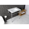 thumbnail image 3 of Kingston Brass KVBH31227W4B1 Templeton 31" Ceramic Console Sink with Brass Legs (8-Inch, 3-Hole), White/Polished Chrome, 3 of 8