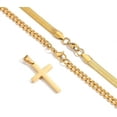 thumbnail image 5 of Cross Necklace for Men Stainless Steel Layered Cuban Link Herringbone Chain Cross Pendant Religious Fashion Jewelry Gifts 16-24 Inches, 5 of 5