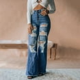thumbnail image 6 of Bootcut Jeans For Women High Waisted Summer Light Colored Ripped Breasted Straight Pant Micro Raffle Trouser A Denim Cropped Jeggings Capris XXL, 6 of 6