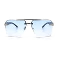 thumbnail image 5 of Mens Euro Mafia Mob Rimless Bevel Lens Oversize Racer Sunglasses [Silver Black - Blue], 5 of 8
