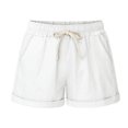 thumbnail image 3 of Aoujea Womens Shorts Women Plus Size Shorts Women's Fashionable Solid Color Three Way Pants With Drawstring Shorts White on Clearance, 3 of 3