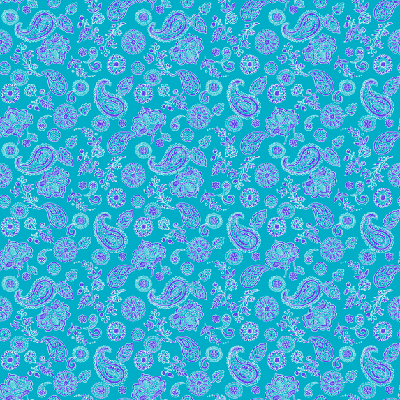 Turquoise Floral Paisley Bandanas - Dozen Packed 22x22