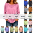 thumbnail image 4 of TAGOLD Womens Blouses & Shirts Solid Color Crew Neck Split Long Sleeve Loose Casual Sunscreen Top, 4 of 5