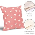thumbnail image 3 of Valentines Day Pillow Cover Set of 2 16x16 Inch Love Heart Coral Pink Cotton Linen Decorative Throw Pillow Case Outdoor Cushion Cover for Home Couch Sofa Farmhouse Decor, 3 of 6