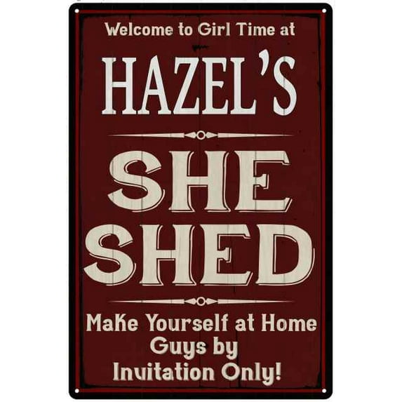 HAZEL'S She Shed Red Sign Lady Cave Sign 16 x 24 Matte Finish Metal 116240088141
